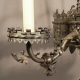 Antique medieval wrought iron chandelier from a German castle.