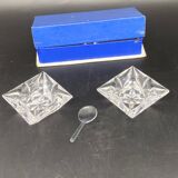 Salt shakers in their original box and teaspoon