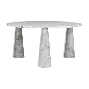 table de salle à manger ronde Eros en marbre de Carrare par Angelo Mangiarotti pour Skipper Italie 1970s