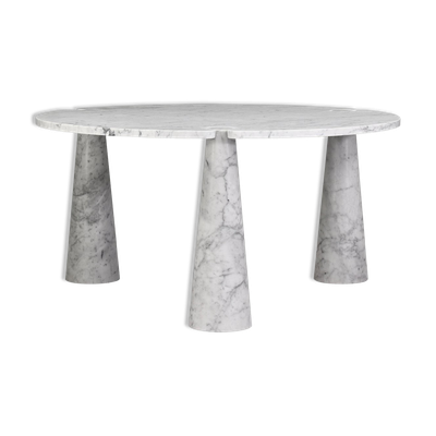 Round dining table Eros in Carrara marble by Angelo Mangiarotti for Skipper Italy 1970s