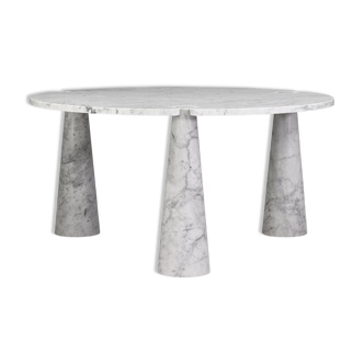 Round dining table Eros in Carrara marble by Angelo Mangiarotti for Skipper Italy 1970s