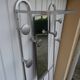 Vestibule, Art Deco coat rack.