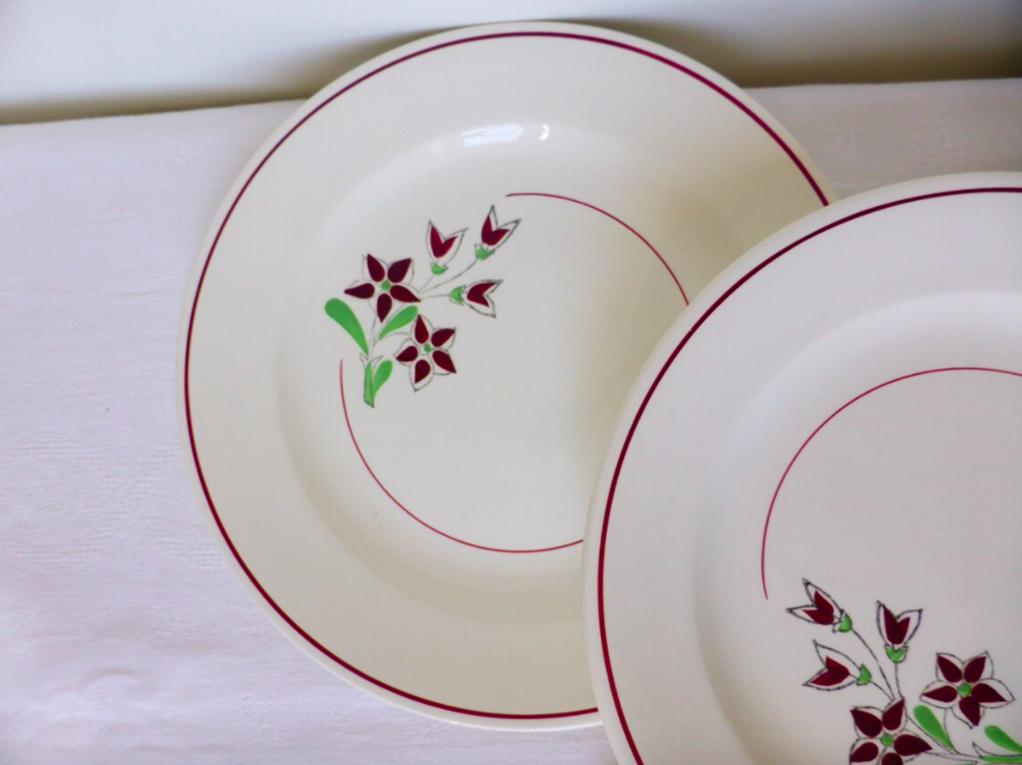 Set of 4 vintage porcelain dinner plates from the Salins factory