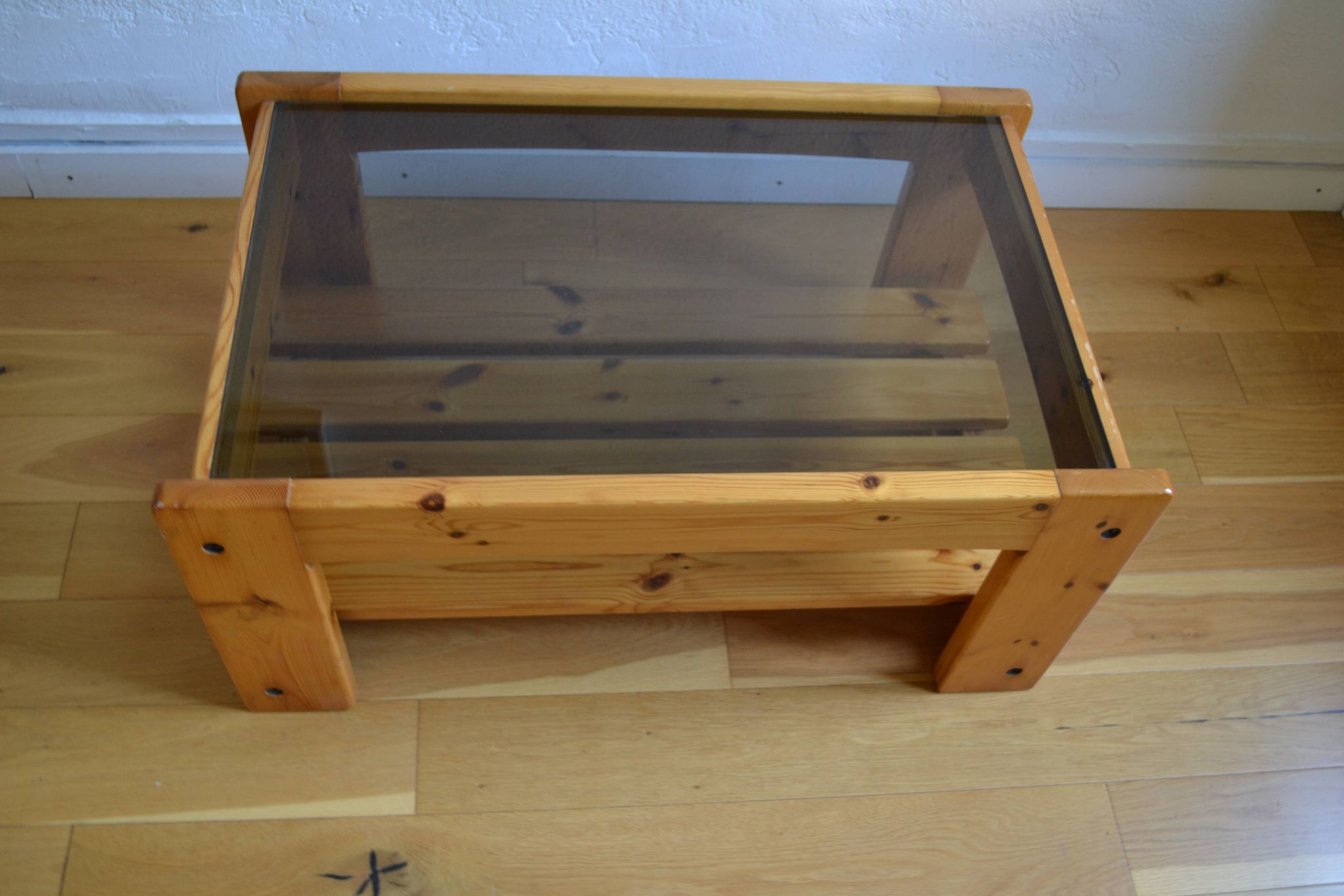 Table basse bois et verre