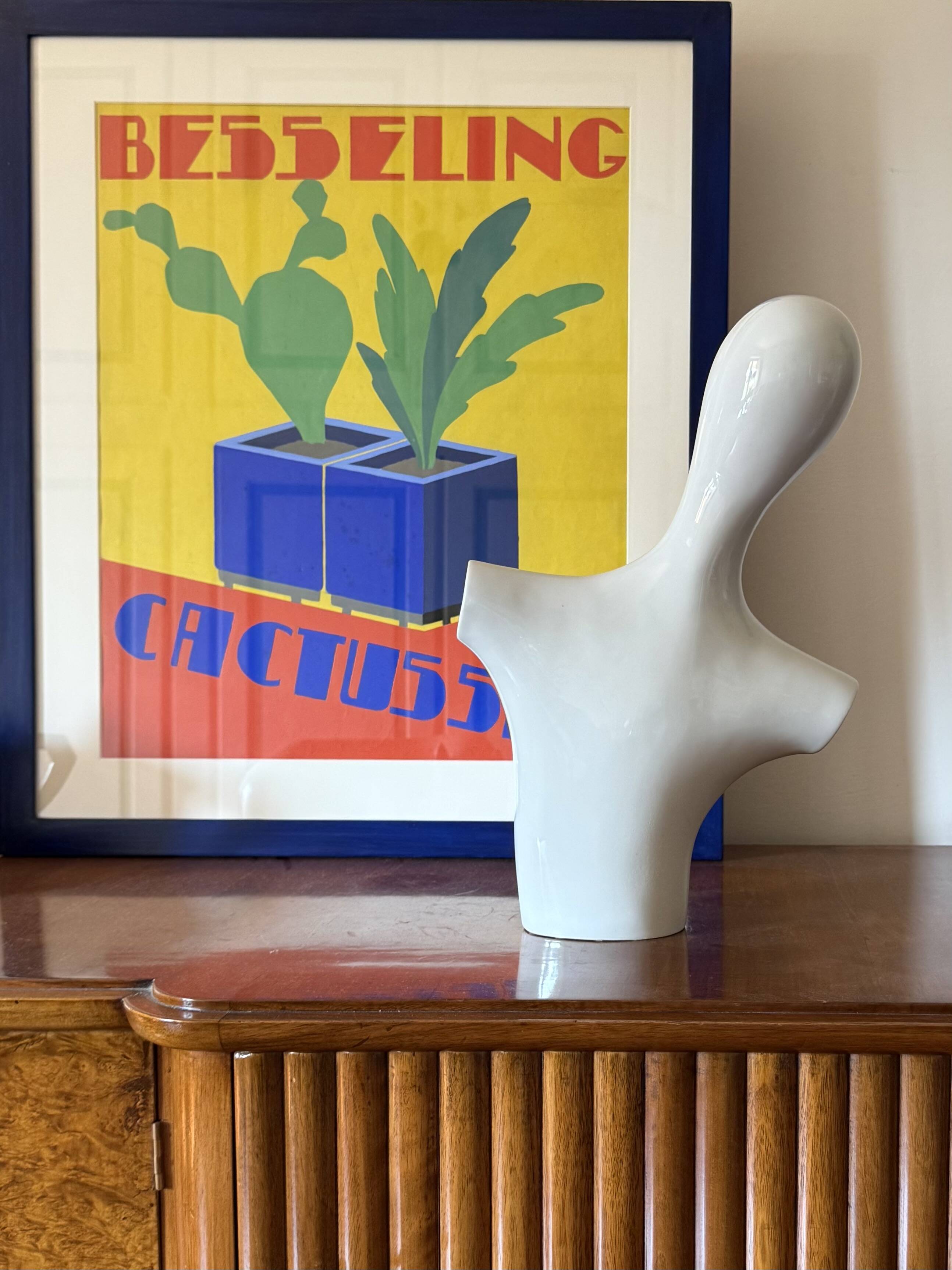 Postmodern ceramic bust sculpture, Italy 1980s