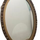 Miroir ovale ancien avec cadre en métal doré 50x70cm