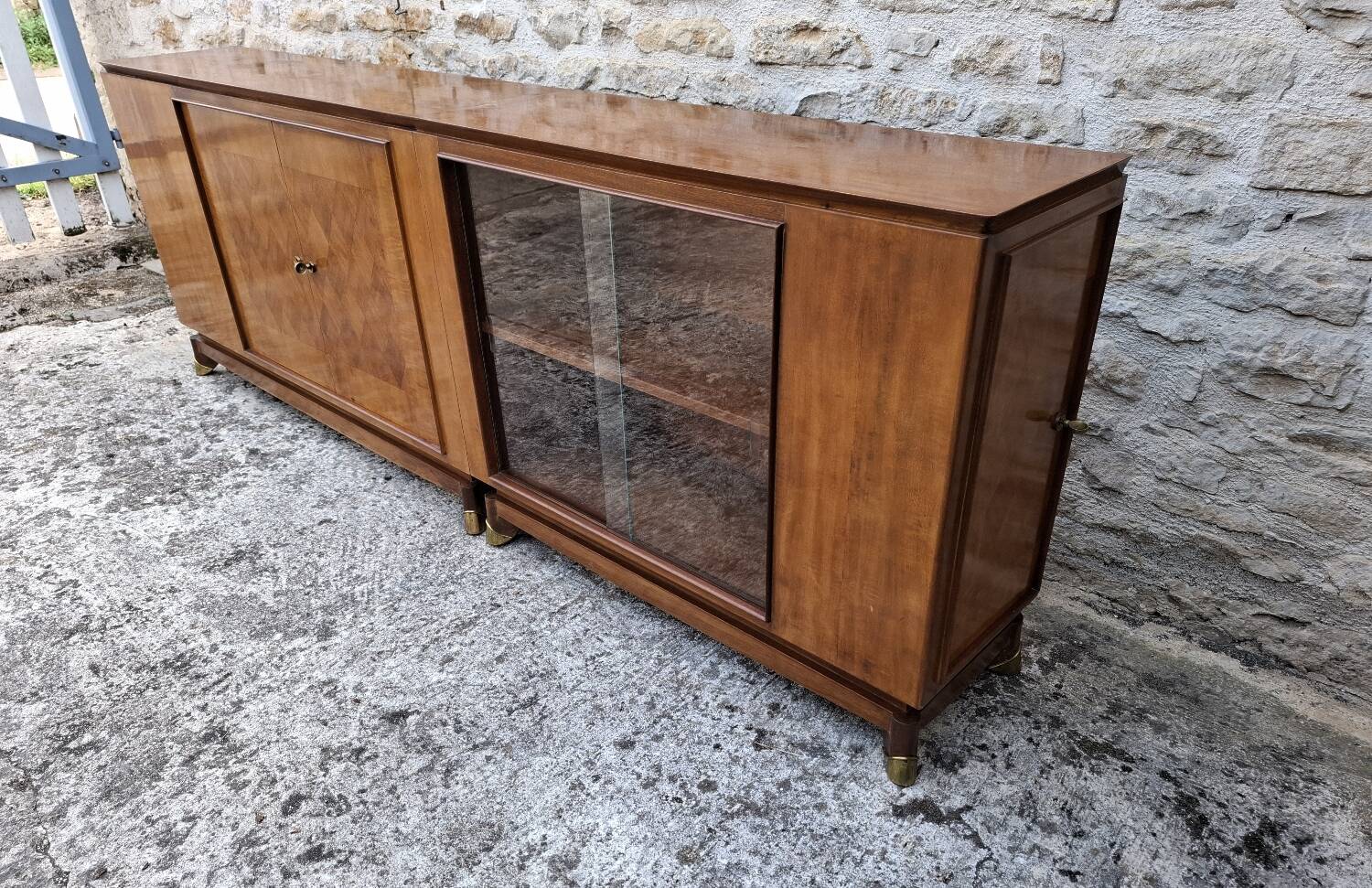 Mahogany glass sideboard, 1950