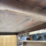 Oak farmhouse table and its two benches