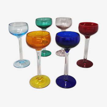 Six verres colorés en verre de Murano des années 1960 par Dogi