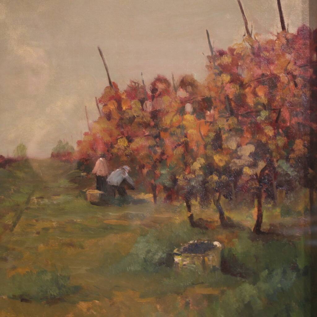 20th-century Italian landscape painting The Vineyard in Druento