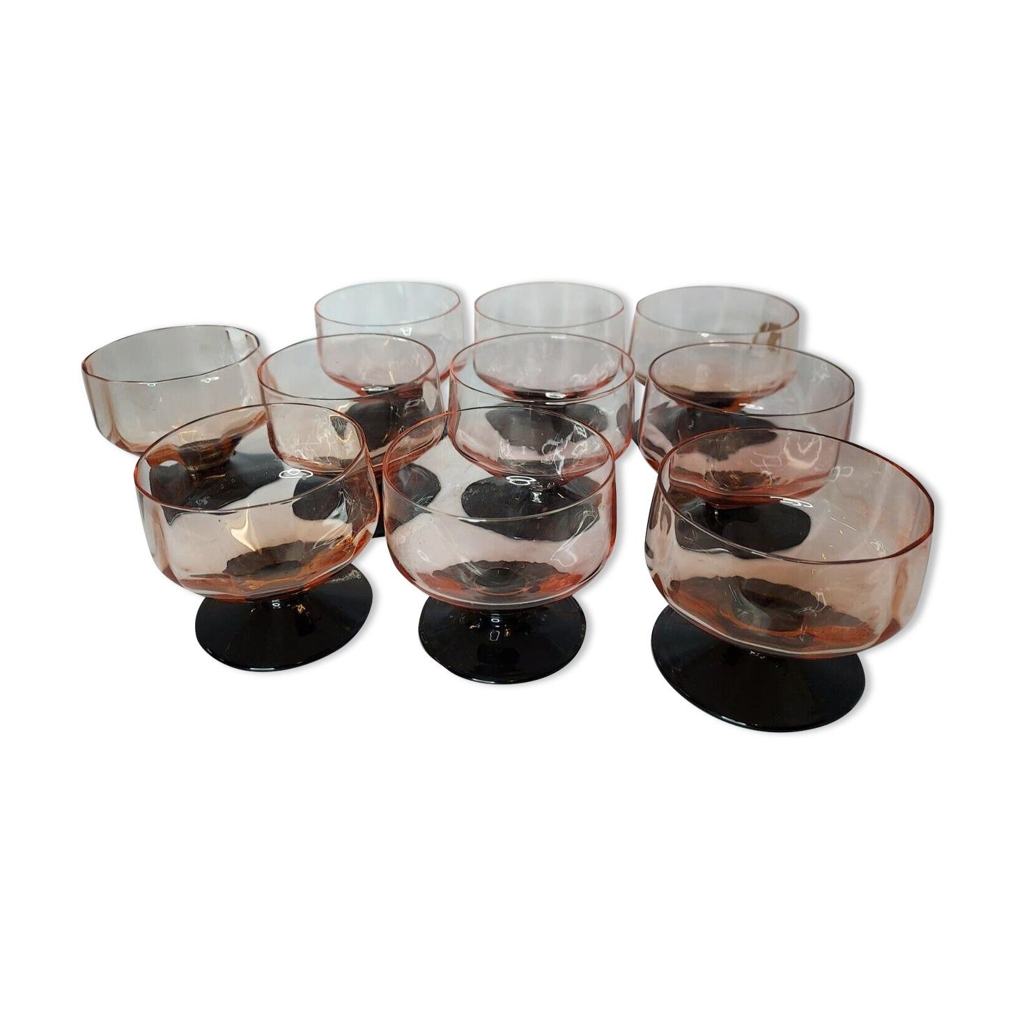 Champagne glasses in colored glass