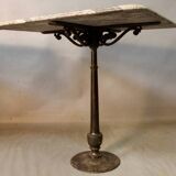 Pair Of Bistro Tables Cast Iron Base Marble Top