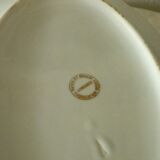 Oval dish in paste and limoges enamels decor vegetables four seasons