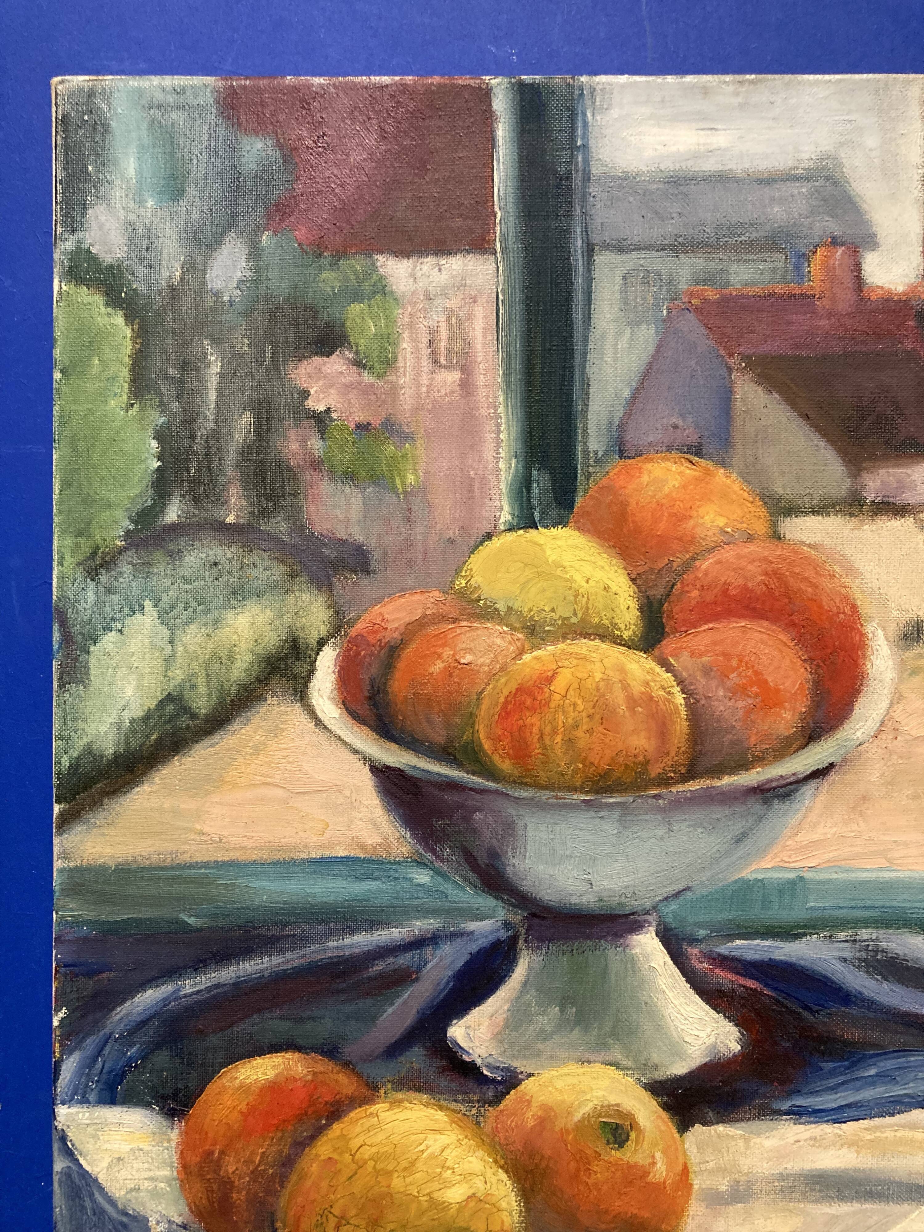 Leray, "In Front of the Window", fauvist still life, oil on canvas