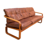 HS Denmark sofa in leather and teak from the 60s