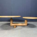 Table basse pivotante à deux niveaux en bois par Roche Bobois, années 1980
