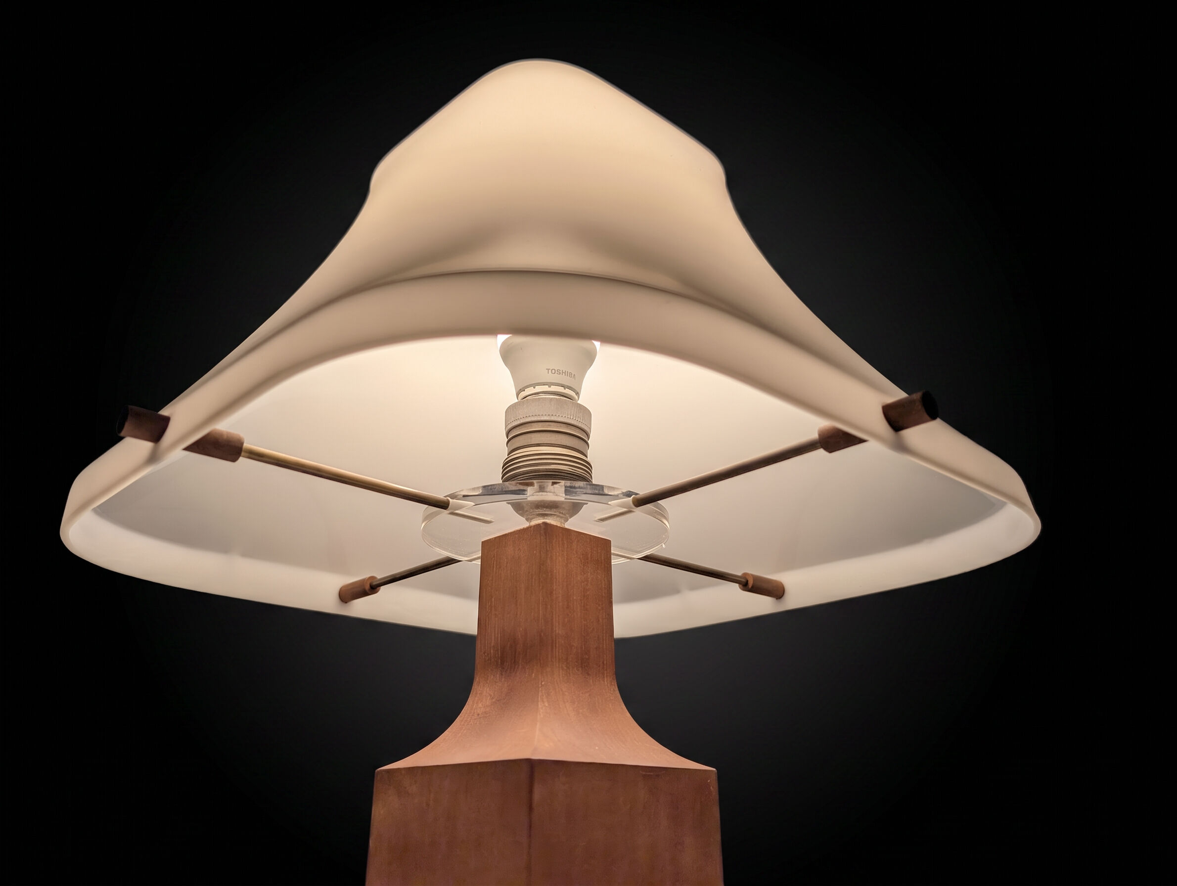 Danish teak table lamp with flared methacrylate shade 1960s