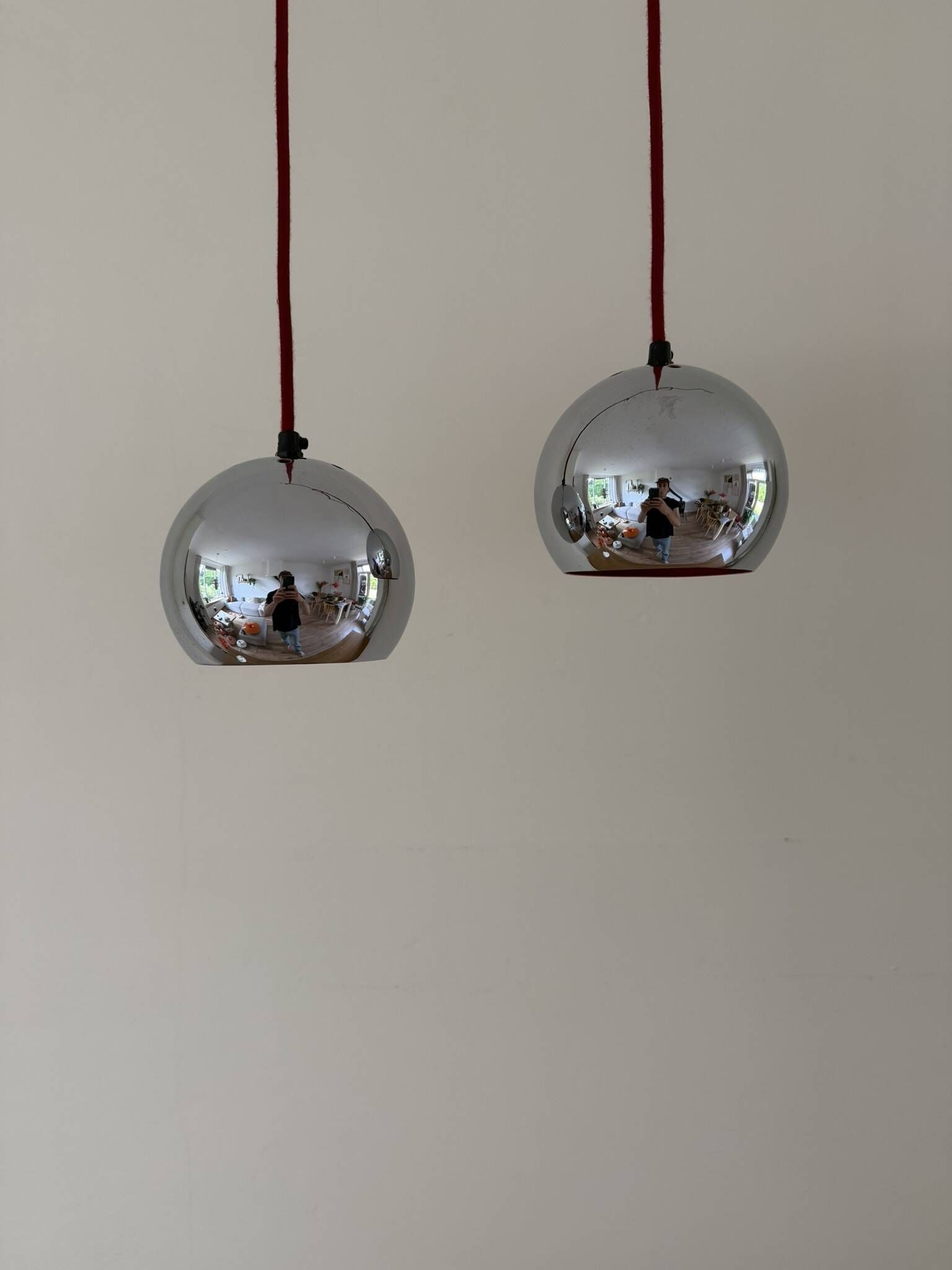 Set of 2 Vintage Topan style pendants - Danish design lamps - Space age sty