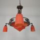 Art Deco pendant lamp with glass bowl and 3 chalices, 1930s