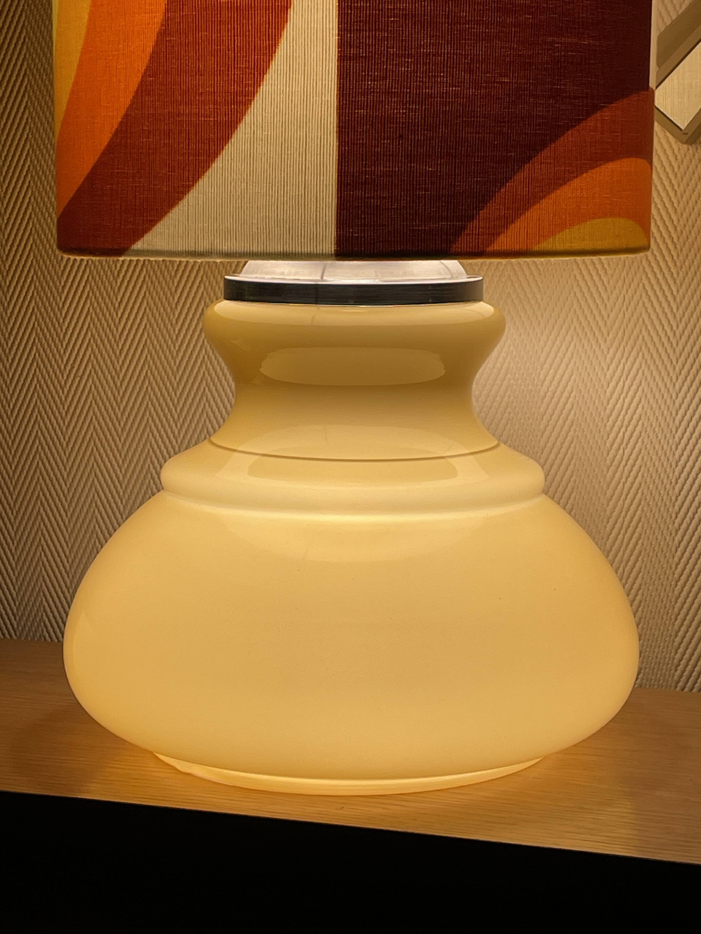 Beige opaline lamp Apollo J - 1970s retro fabric