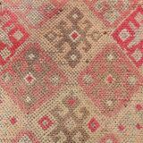 2x10 Red Pink Geometric Vintage Runner Rug,  75x315Cm