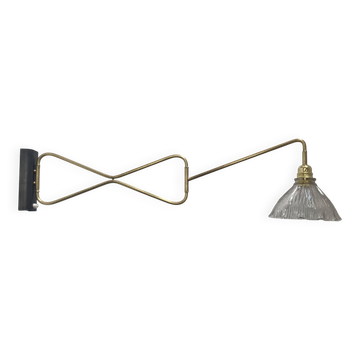 ANTIQUE BRASS AND PRISMATIC GLASS PENDANT LAMP XXL