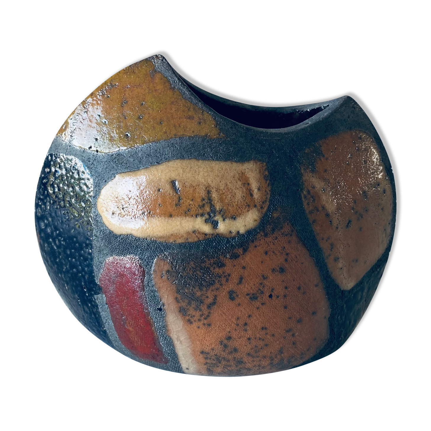 Enamelled ceramic lens vase