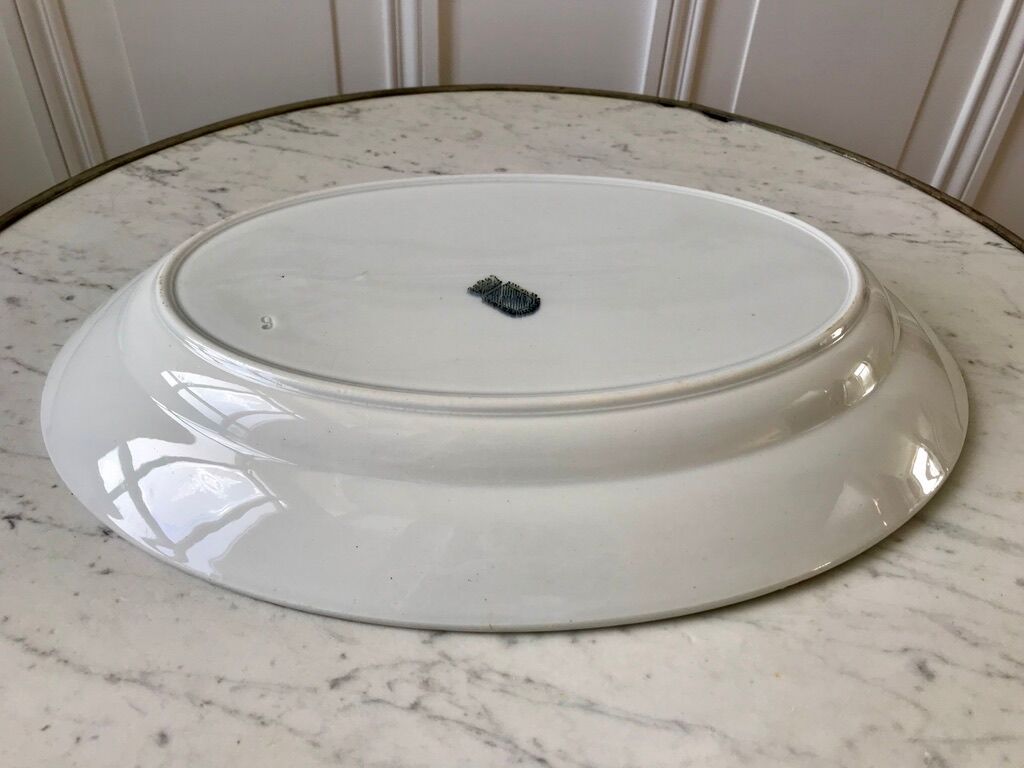 Plat oval Terre de Fer St Amand vert début XXème