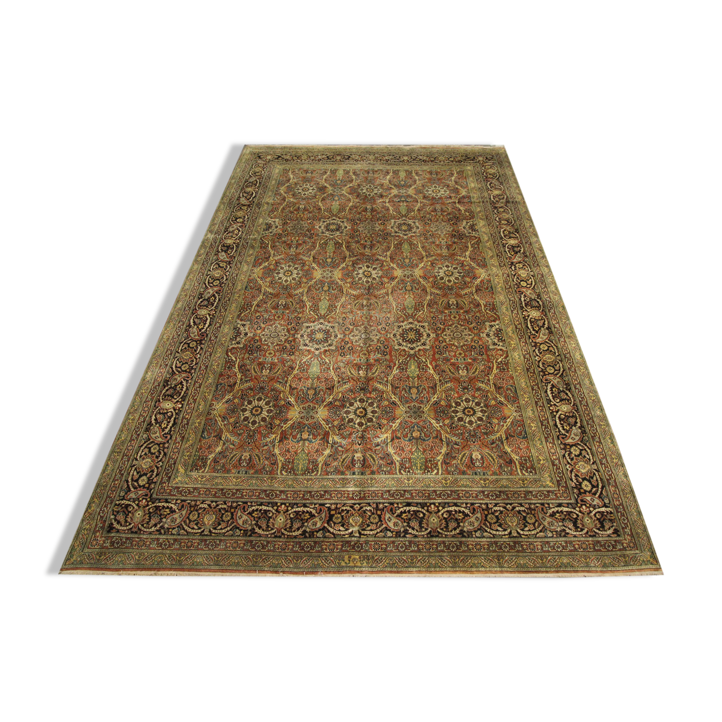 Handmade vintage indian agra carpet 1980 traditional wool area rug-