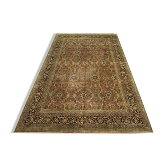 Handmade vintage indian agra carpet 1980 traditional wool area rug-