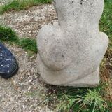 Paire de lions de jardin en pierre ancien vintage