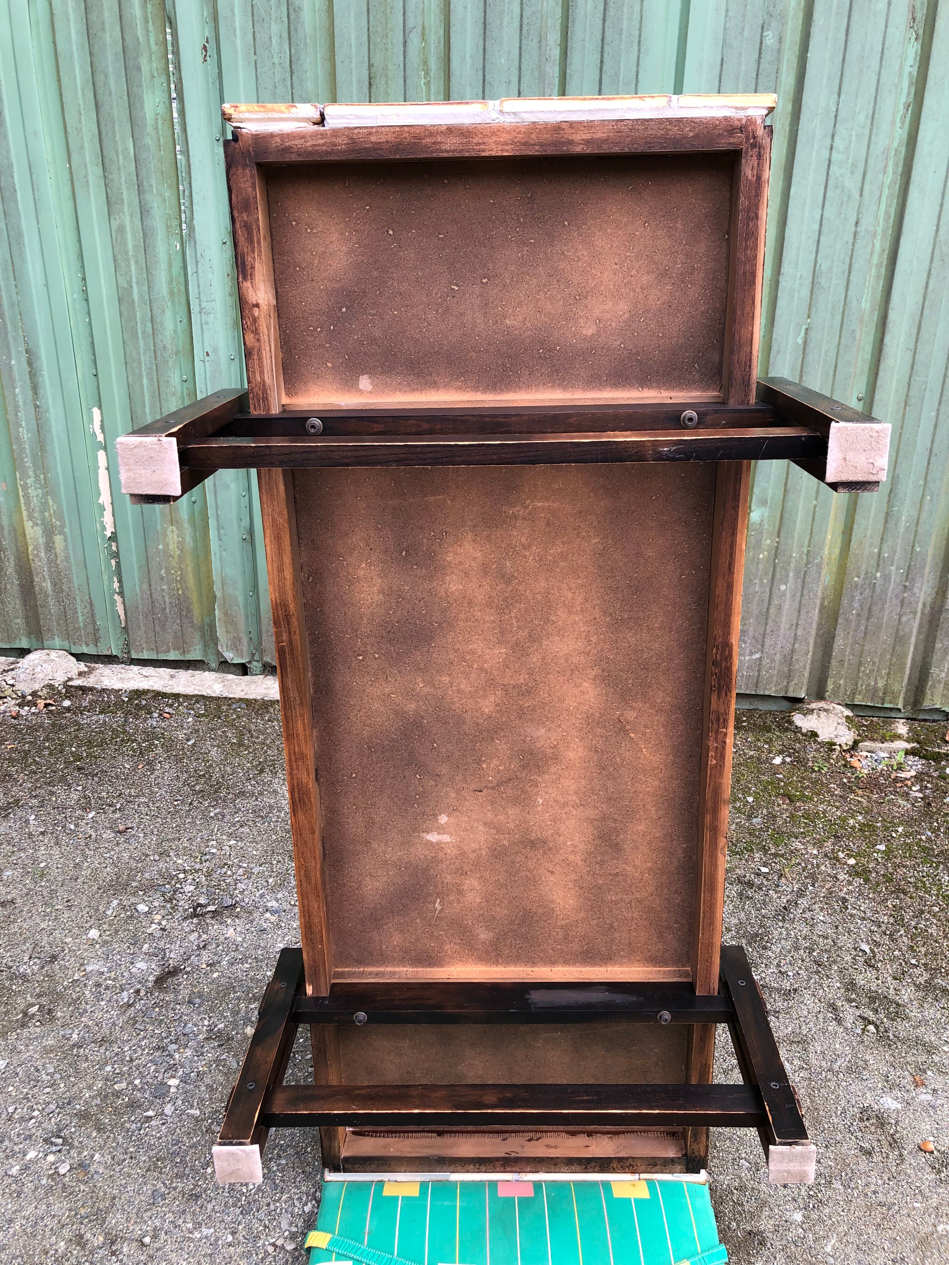 Vintage ceramic coffee table decorated with herbarium decoration Roger Capron