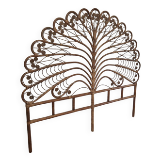 Tête de lit Peacock en rotin Bambou vintage 1970s