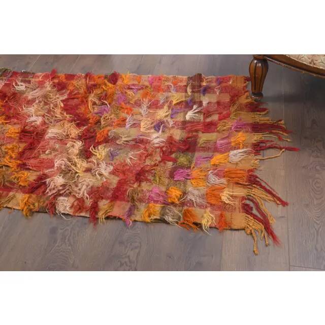 Vintage Turkish Oushak Handmade Wool Cotton Red Kilim Runner 86x231