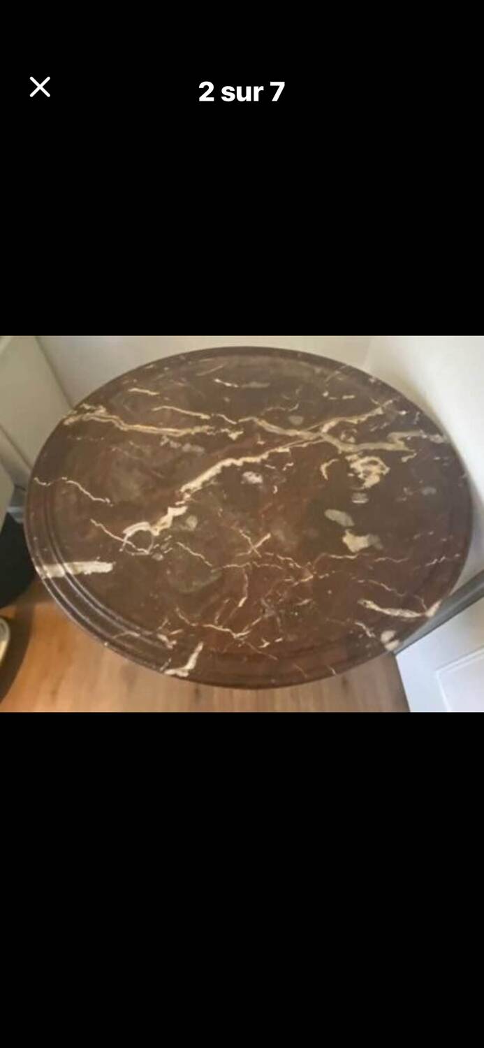 Table in walnut with a marble top in Louis Philippe style.