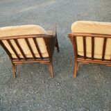 Pair of low rattan shepherdesses