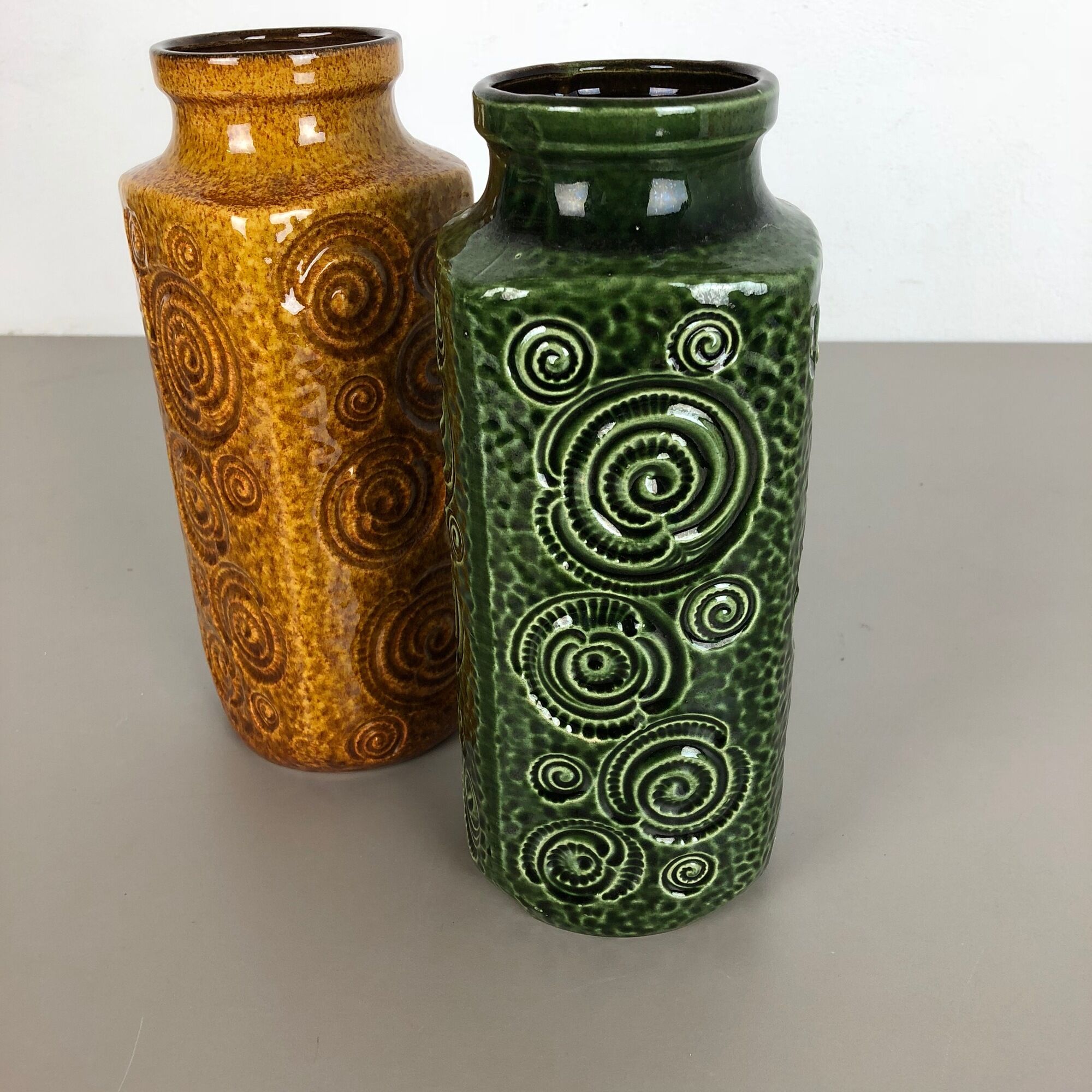 Set of two pottery fat lava vases jura "282-26" made by Scheurich, Germany 1970s