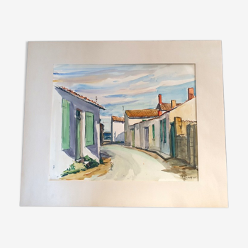 André Duculty (1912-1990) Watercolor on paper "Ile de Ré" Signed lower right and dated 1955