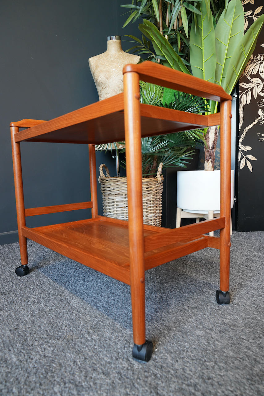 Mid century danish vintage hostess serving drinks trolley in teak