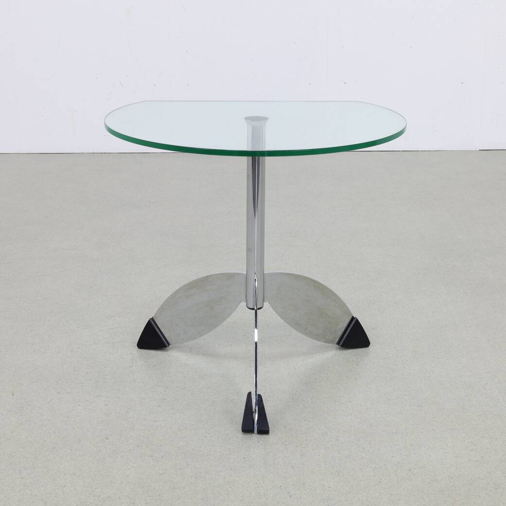 Table d'appoint postmoderne en chrome et verre, années 1980