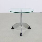 Postmodern Side Table Chrome & Glass, 1980s