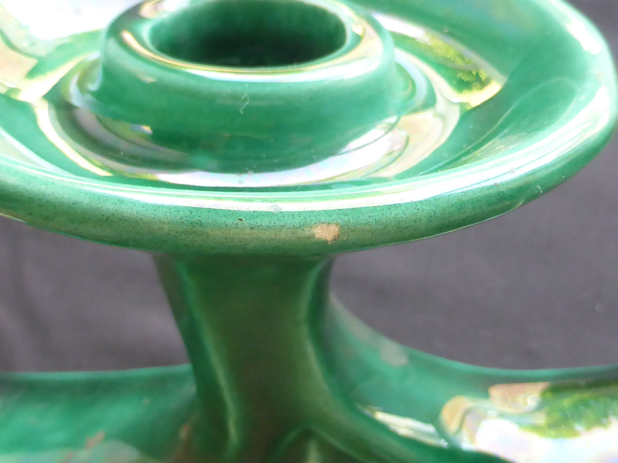 Vintage candle holder in green ceramic with 4 arms