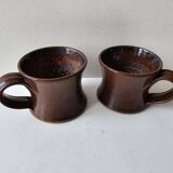 Set of 2 ceramic stoneware mugs cups Signed Alesia