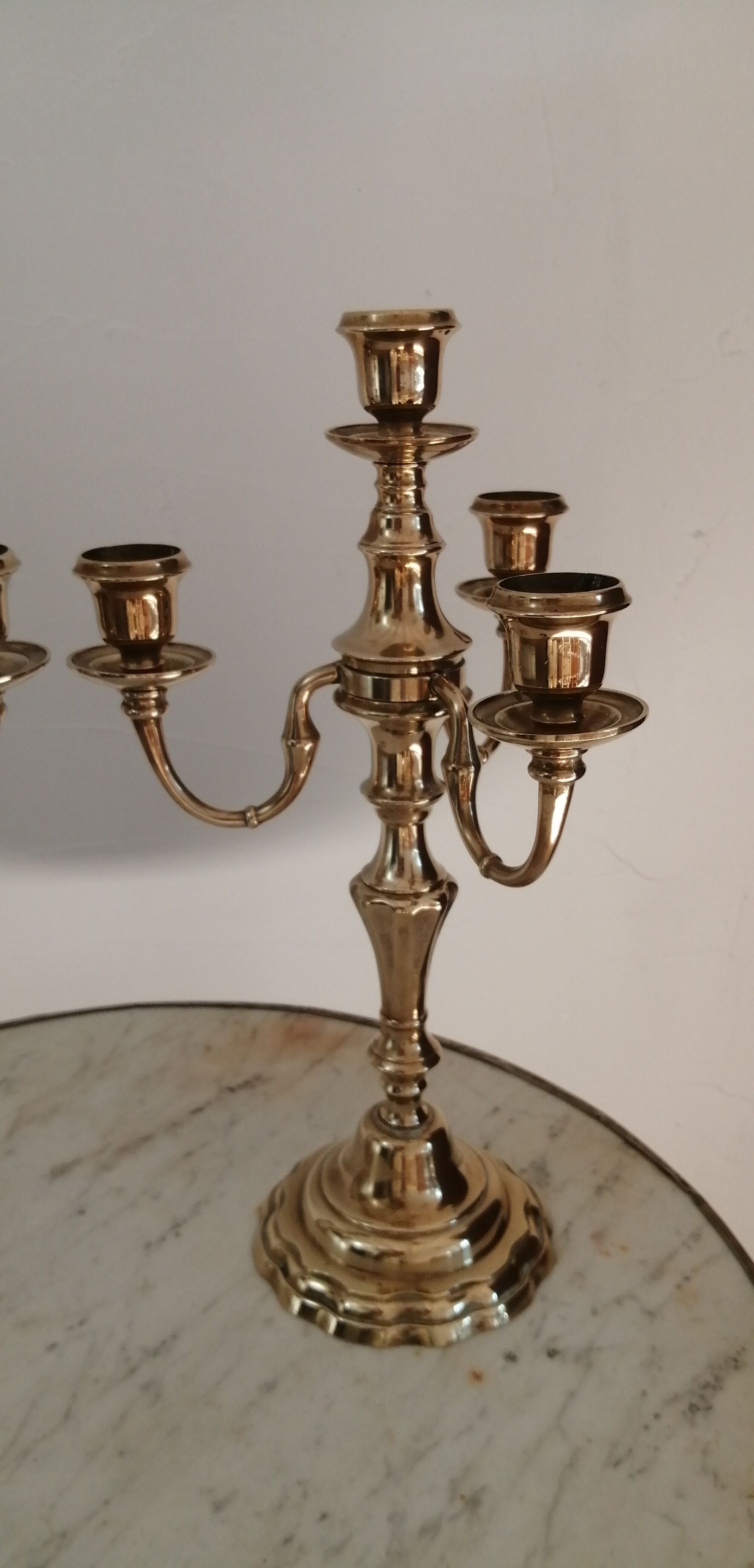 Pair of candelabras, brass candle holders