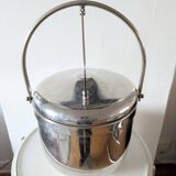 Sheffield Silver Ice Bucket in silver metal with hinged lid