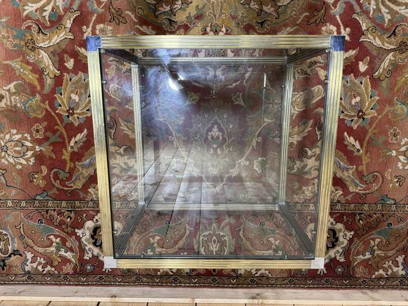 Table basse - Bout de canapé 1970 en métal chromé et verre