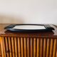 Art deco cubist bakelite mirrored tray, France 1930s