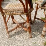 Pair of art deco garden chairs in patinated woven wicker