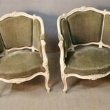 Pair of louis xv style basket armchairs