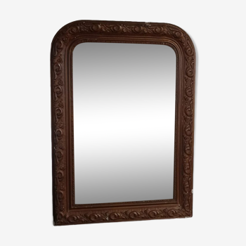 Wooden frame mirror patinated gold plaster dpc 0923079